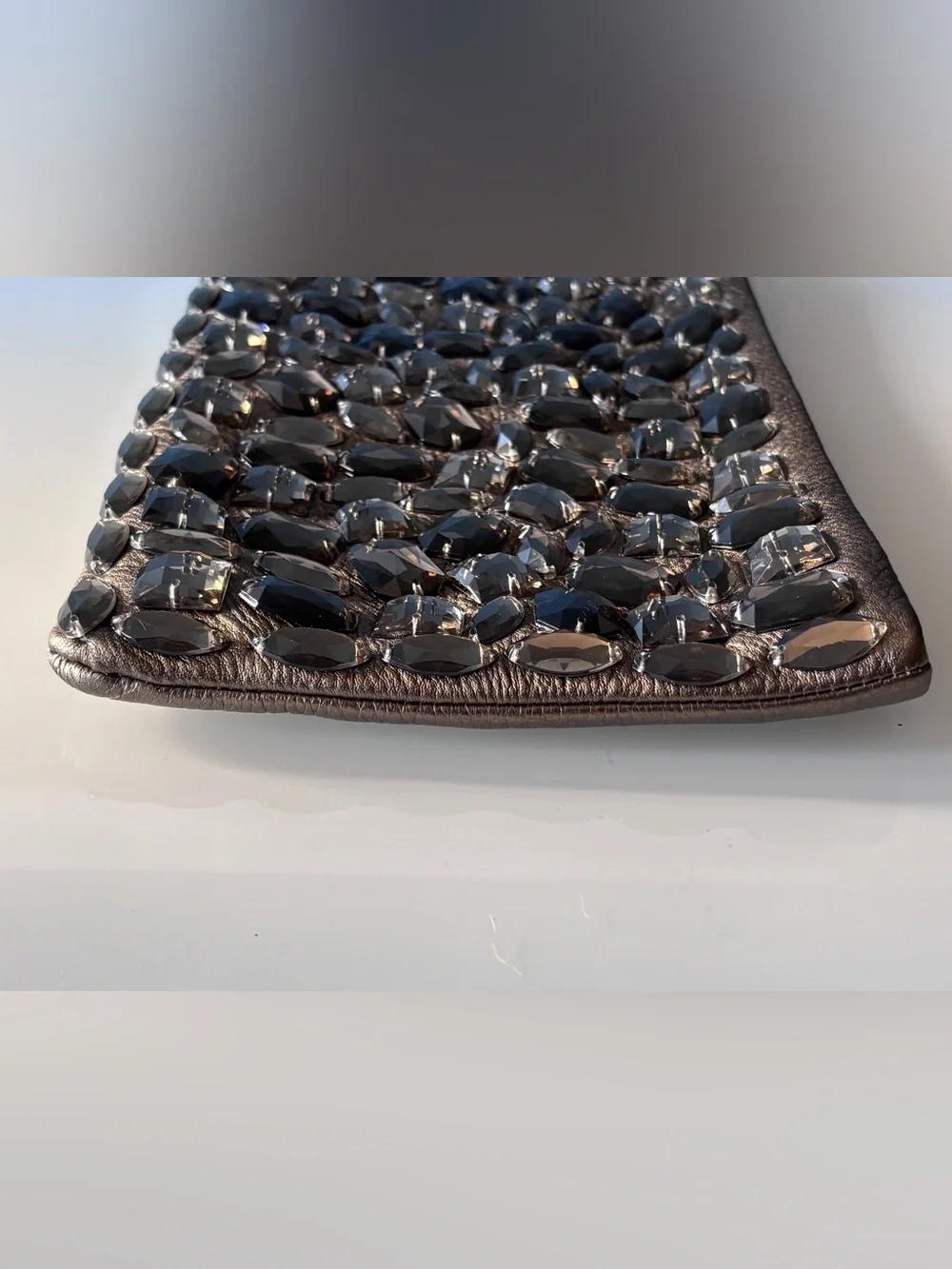 Coach Madison Jeweled Crystal Zip Clutch Wristlet Brown Bronze 26485